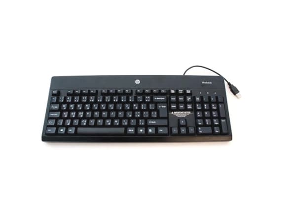 HP 724720-DH1, Fullstor (100 %), Kabel, USB, Mekaniska tangentbrytare, QWERTY, Svart