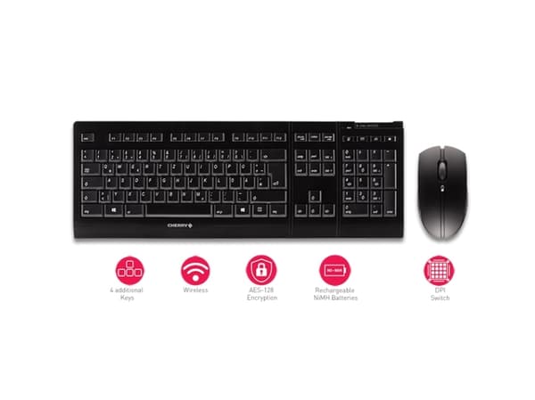 CHERRY B.Unlimited 3.0 tastatur Mus inkludert RF kabel-fri QWERTY UK Engelsk Sort