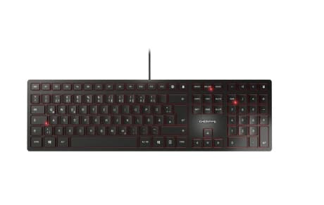 CHERRY KC 6000 Slim, Täysikokoinen (100 %), Langallinen, USB, AZERTY, Hopea, Valkoinen