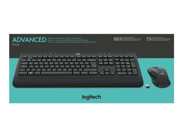 Logitech Advanced MK545 tastatur Mus inkludert RF kabel-fri Engelsk Sort