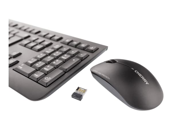 CHERRY DW 3000 - Sats med tangentbord och mus - trådlös - RF, 2.4 GHz - fransk - svart