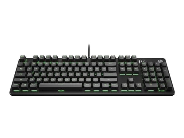 HP Pavilion Gaming 500 - Tangentbord - bakgrundsbelyst - USB - Nordic - Växlar: Röda växlar (gummikupor) - Svart/grön