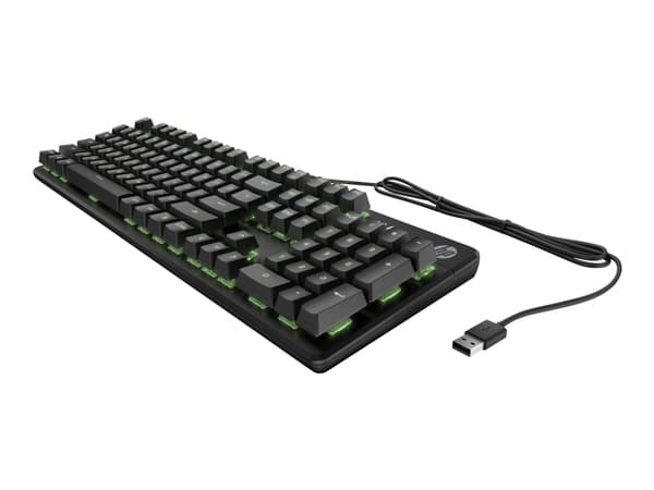 HP Pavilion Gaming 500 - Tangentbord - bakgrundsbelyst - USB - Nordic - Växlar: Röda växlar (gummikupor) - Svart/grön Svart