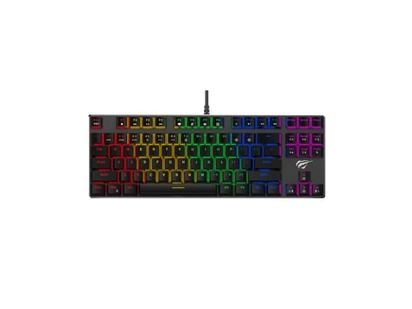 Havit KB435L, Täysikokoinen (100 %), USB, Mekaaninen, QWERTY, Musta