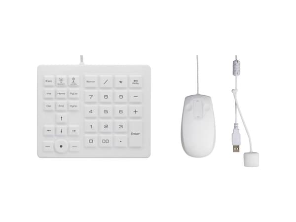 Renkforce Renkforce Renkforce USB Talta tangentbord, mus set Stänkskyddad, dammtät, med trackball Svart