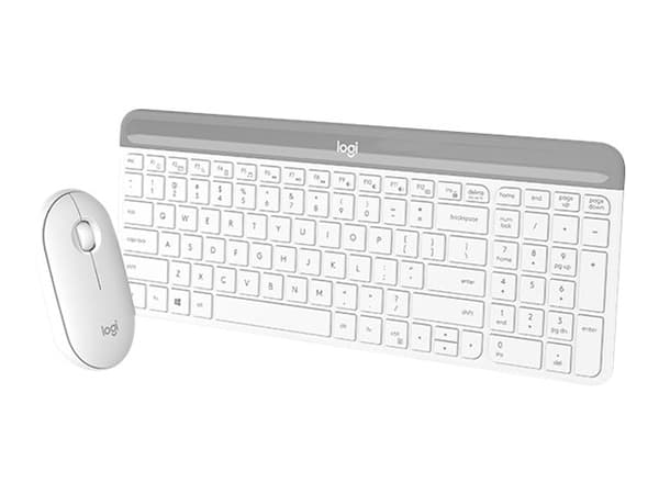 Logitech Slim Wireless Combo MK470 - Tastatur- og mussett - trådløs - 2.4 GHz - US International - elfenbenshvit