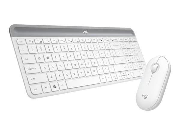 Logitech Slim Wireless Combo MK470 - Tastatur- og mussett - trådløs - 2.4 GHz - US International - elfenbenshvit