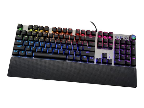 iBOX AURORA K-4 - Tangentbord - bakgrundsbelyst - USB - QWERTY - tangentbrytare: KRGD Brown - svart, silver