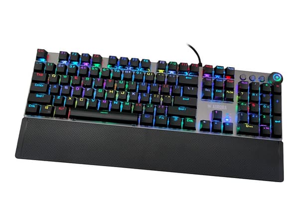 iBOX AURORA K-4 - Tangentbord - bakgrundsbelyst - USB - QWERTY - tangentbrytare: KRGD Brown - svart, silver