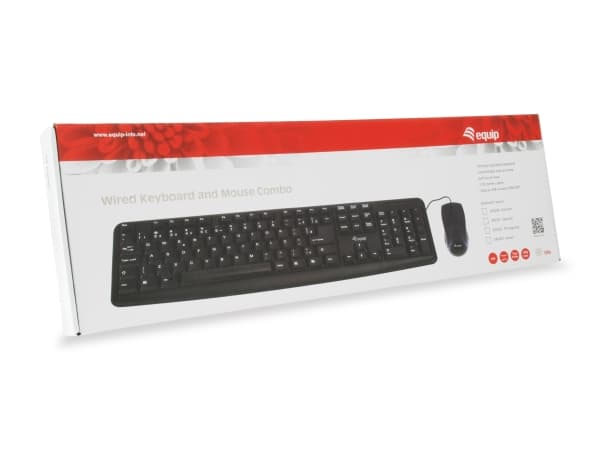Equip 245203, Fullstor (100 %), Kabel, USB, QWERTY, Svart, Mus inkluderad