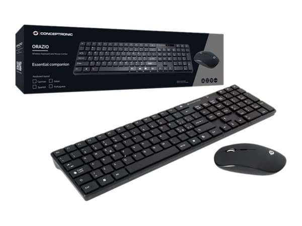 Conceptronic ORAZIO - Tastatur- og mussett - trådløs - 2.4 GHz - Portugisisk - svart
