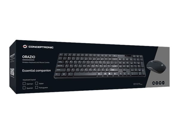 Conceptronic ORAZIO - Sats med tangentbord och mus - trådlös - 2.4 GHz - portugisisk - svart Svart