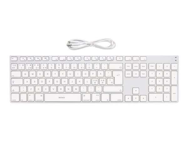 DELTACO TB-402 - Tangentbord - trådlös - Bluetooth 3.0 - hela norden - silver