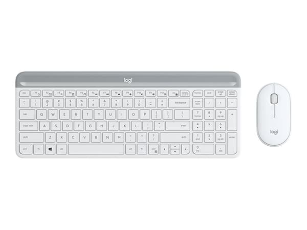 Logitech Slim Wireless Combo MK470 - Tastatur- og mussett - trådløs - 2.4 GHz - Nordisk - elfenbenshvit Hvit
