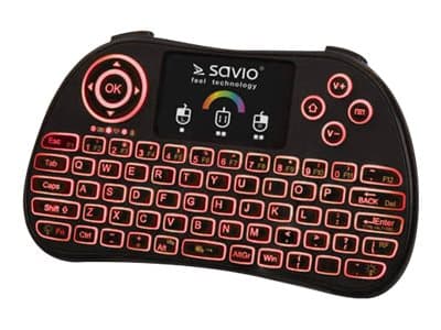 SAVIO KW-03 - Tangentbord - med pekplatta - bakgrundsbelyst - trådlös - QWERTY - svart