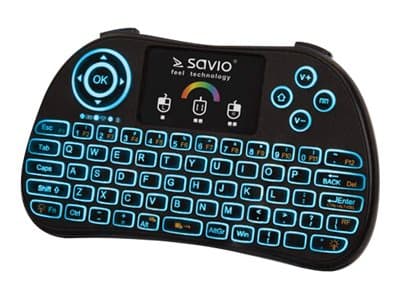 SAVIO KW-03 - Tangentbord - med pekplatta - bakgrundsbelyst - trådlös - QWERTY - svart