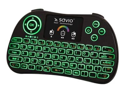 SAVIO KW-03 - Tangentbord - med pekplatta - bakgrundsbelyst - trådlös - QWERTY - svart Svart