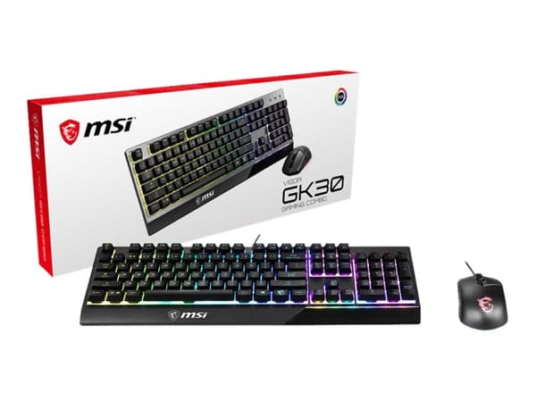 MSI Vigor GK30 combo - Sats med tangentbord och mus - bakgrundsbelyst - USB - amerikansk