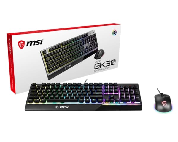MSI Vigor GK30 combo - Sats med tangentbord och mus - bakgrundsbelyst - USB - amerikansk