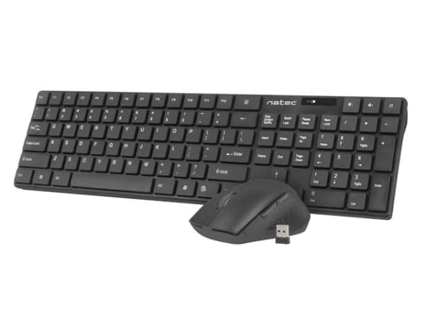 NATEC Stingray, Trådlös, RF Trådlös, Membrantangentbrytare, QWERTY, Svart, Mus inkluderad