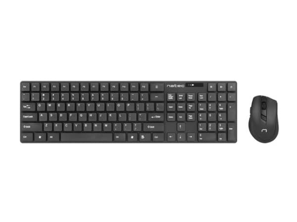NATEC Stingray, Trådlös, RF Trådlös, Membrantangentbrytare, QWERTY, Svart, Mus inkluderad Svart