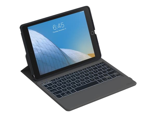 ZAGG Rugged Messenger - Tastatur og folioveske - bakgrunnsbelyst - Bluetooth - Nordisk - svart tastatur, svart boks - for Apple 10.2-inch iPad (7. ge