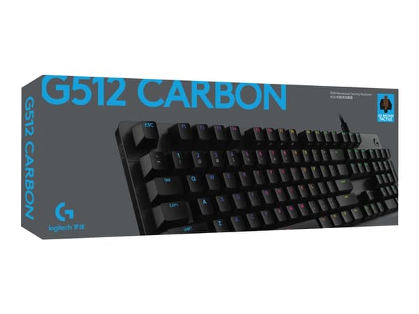 Logitech Gaming G512 - Tastatur - bakgrunnsbelyst - USB - Nordisk - tastsvitsj: GX Brown Tactile - karbon