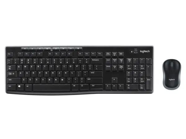 Logitech Wireless Combo MK270, Täysikokoinen (100 %), Langaton, Langaton RF, QWERTY, Musta, Sisältää hiiren