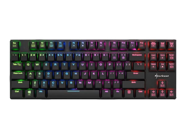Sharkoon PureWriter TKL RGB - Tangentbord - bakgrundsbelysning - USB - amerikansk - tangentbrytare: Kailh Blue