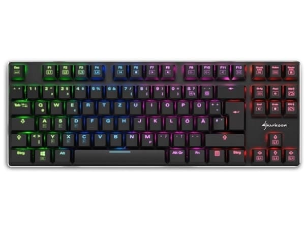 Sharkoon PureWriter TKL RGB - Tangentbord - bakgrundsbelysning - USB - amerikansk - tangentbrytare: Kailh Blue
