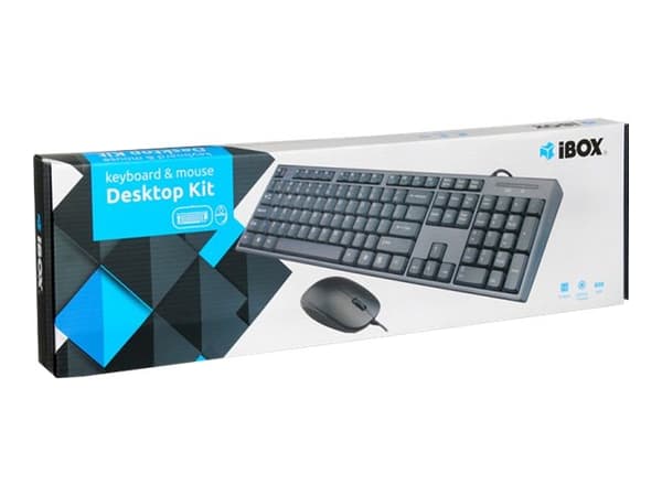 iBOX Desktop Kit - Sats med tangentbord och mus - USB - QWERTY - svart
