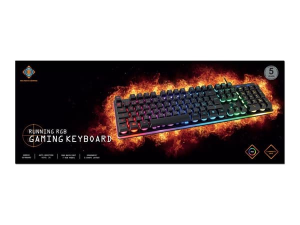 DELTACO GAMING GAM-021-RGB - Tangentbord - bakgrundsbelyst - USB - Nordisk - svart