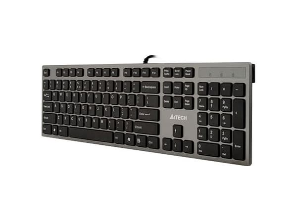 A4Tech KV-300H, Täysikokoinen (100 %), Langallinen, USB, QWERTY, Musta, Harmaa