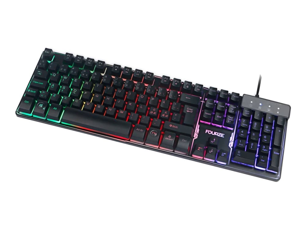 Fourze GK120 - Gamingtastatur - Bagbelyst - Kablet (USB) - Switch: Membran - Nordisk - Sort