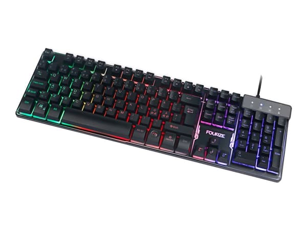 Fourze GK120 - Gamingtastatur - Bagbelyst - Kablet (USB) - Switch: Membran - Nordisk - Sort Svart