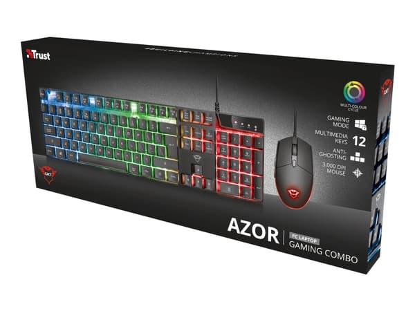 Trust Gaming GXT 838 Azor Gaming Combo - Sats med tangentbord och mus - backlit - USB