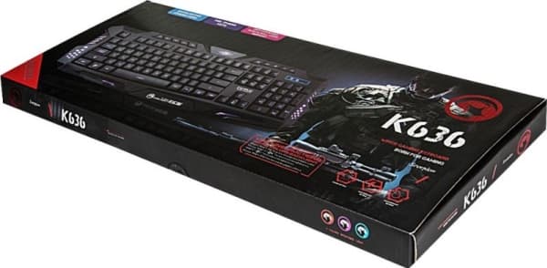 Marvo K636, Kabel, USB, Membrantangentbrytare, QWERTY, LED, Svart