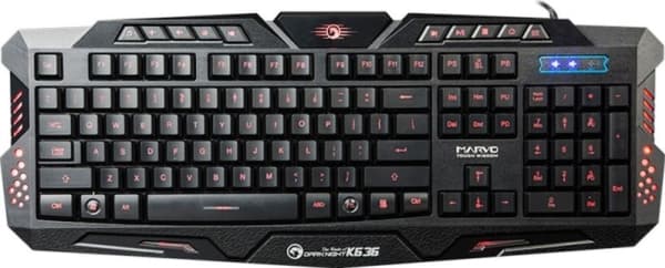 Marvo K636, Kabel, USB, Membrantangentbrytare, QWERTY, LED, Svart
