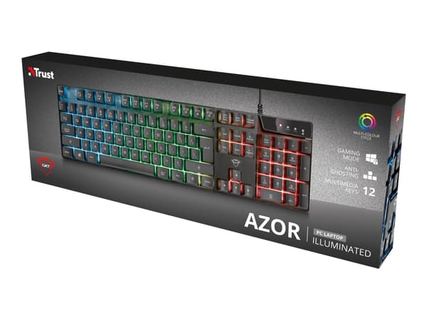 Trust Gaming GXT 835 Azor - Tangentbord - bakgrundsbelyst - USB - QWERTY