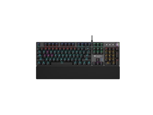 Canyon Nightfall, Fullstor (100 %), Kabel, USB, Mekaniska tangentbrytare, QWERTY, Svart, Grå Svart, Grå