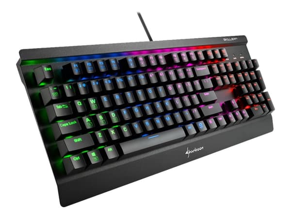 Sharkoon Skiller MECH SGK3 - Tangentbord - bakgrundsbelyst - USB - amerikansk - tangentbrytare: Kailh Red Svart