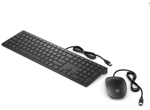 HP Pavilion 400, langallinen näppäimistö ja hiiri, Täysikokoinen (100 %), USB, Musta, Sisältää hiiren