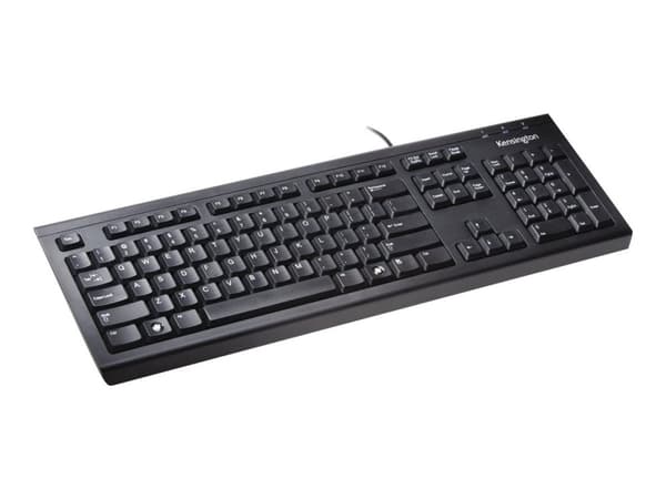 Kensington ValuKeyboard, Täysikokoinen (100 %), Langallinen, USB, QWERTY, Musta