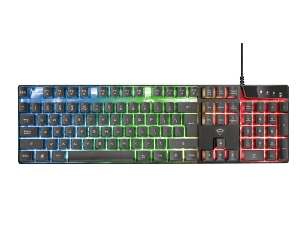 Trust GXT 838 Azor, Fullstor (100 %), Kabel, USB, RGB LED, Svart, Mus inkluderad