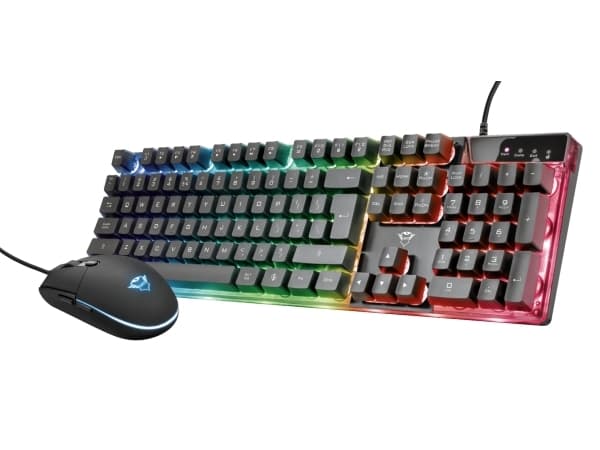 Trust GXT 838 Azor, Full størrelse (100 og), Koblet med ledninger (ikke trådløs), USB, RGB LED, Sort, Mus inkludert Sort