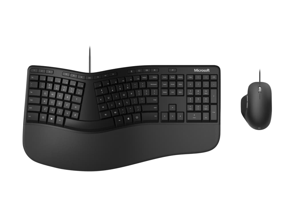 Microsoft Ergonomic Desktop - Sats med tangentbord och mus - USB - QWERTY - engelska - svart
