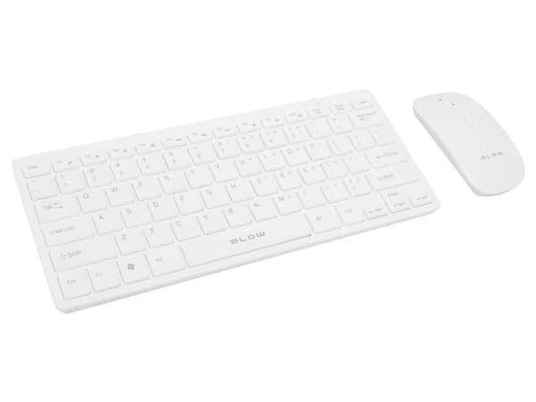 BLOW KM-2, Mini, Trådlös, RF Trådlös, QWERTY, Vit, Mus inkluderad Vit