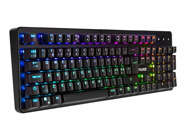 Fourze GK130 - Gamingtastatur - Bagbelyst - Kablet (USB) - Växlar: Red - Nordisk - Sort