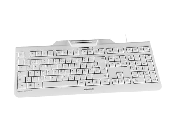 CHERRY KC 1000 SC, Täysikokoinen (100 %), Langallinen, USB, AZERTY, Valkoinen