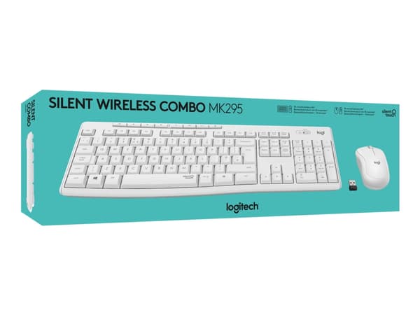 Logitech MK295 Silent - Tastatur- og mussett - trådløs - 2.4 GHz - Ungarsk - gulaktig hvit
